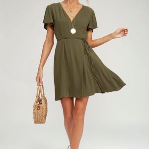 Lulu's Olive Green Wrap Dress